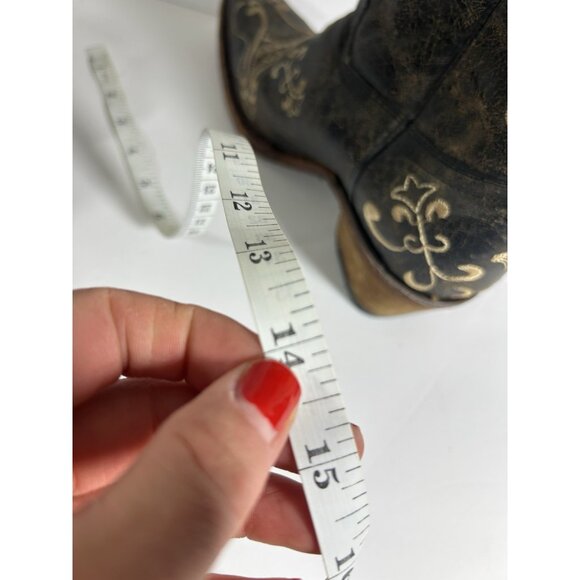 Vintage 90s Western Cowboy Boots Leather Filagree Floral Embroidered Womens 7 - Picture 10 of 12